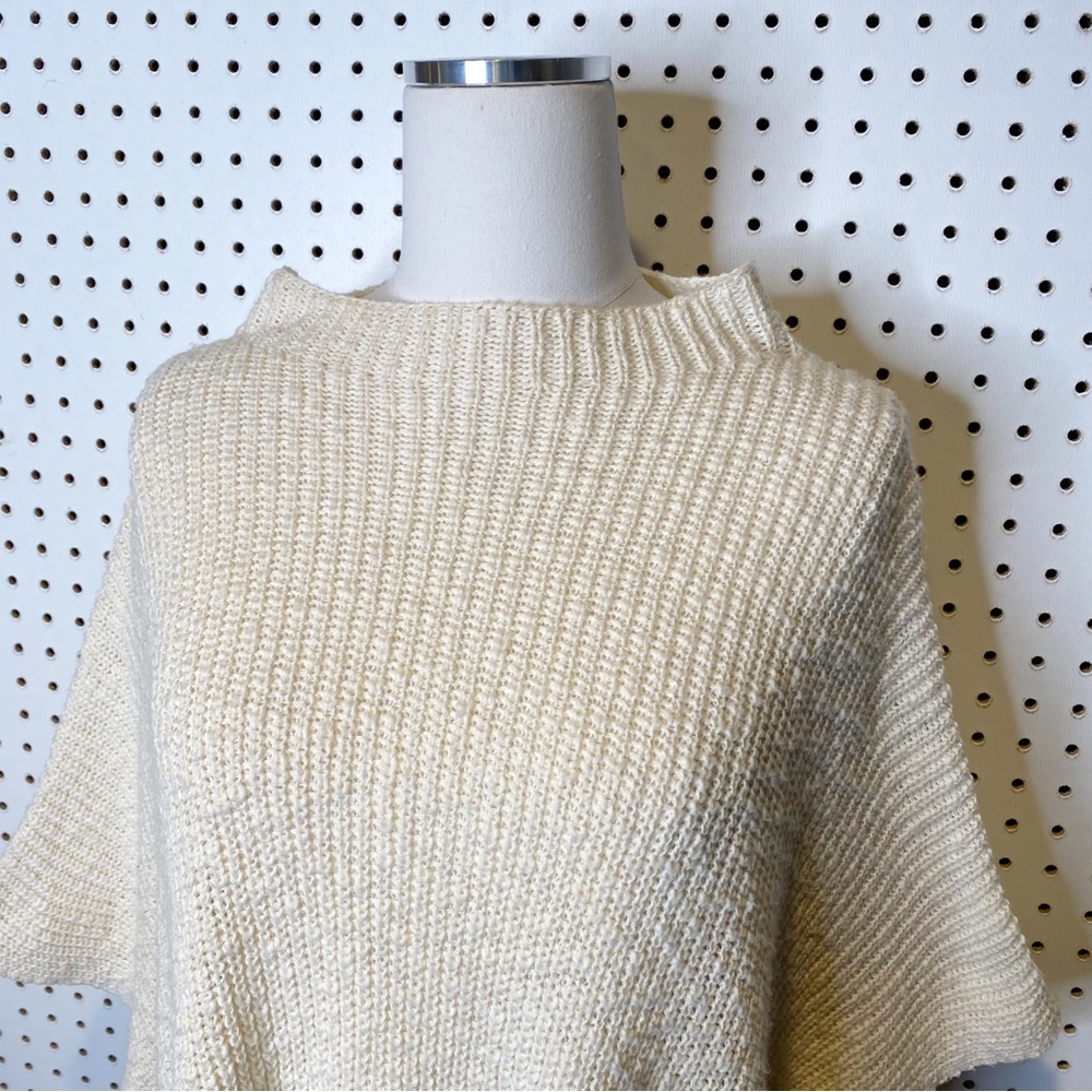 Eileen Fisher | Mock Neck Poncho Sweater, 100% Organic Cotton Sz. S/M - Picture 4 of 9